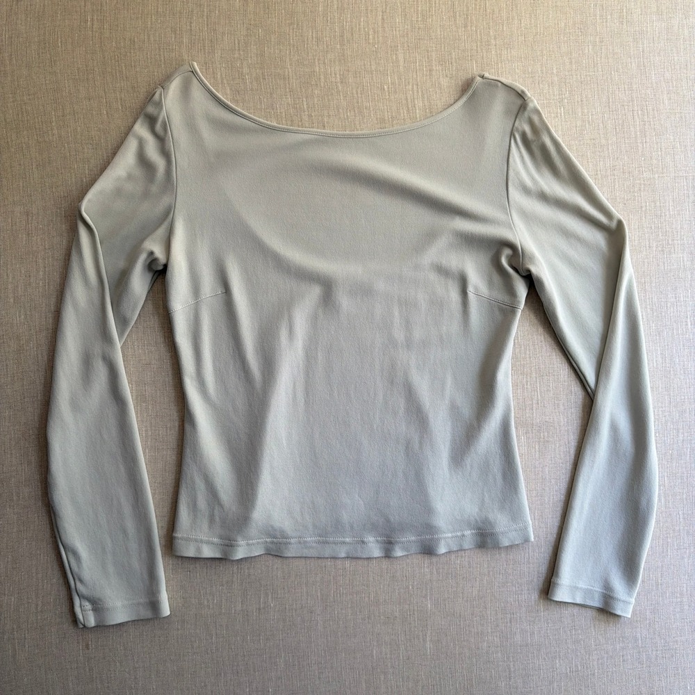 Transit Par Such Scoop Back Long Sleeve Top Gray Beige Made in Italy Minimalist